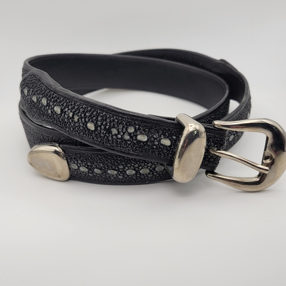 Exotic Black Vintage Stingray Leather Western Belt with...